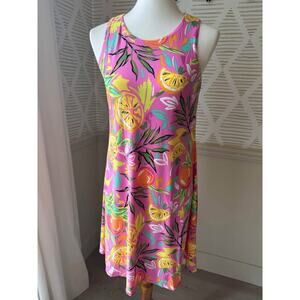 Pappagallo Women’s XS Pink Citrus Tropical Swing Dress